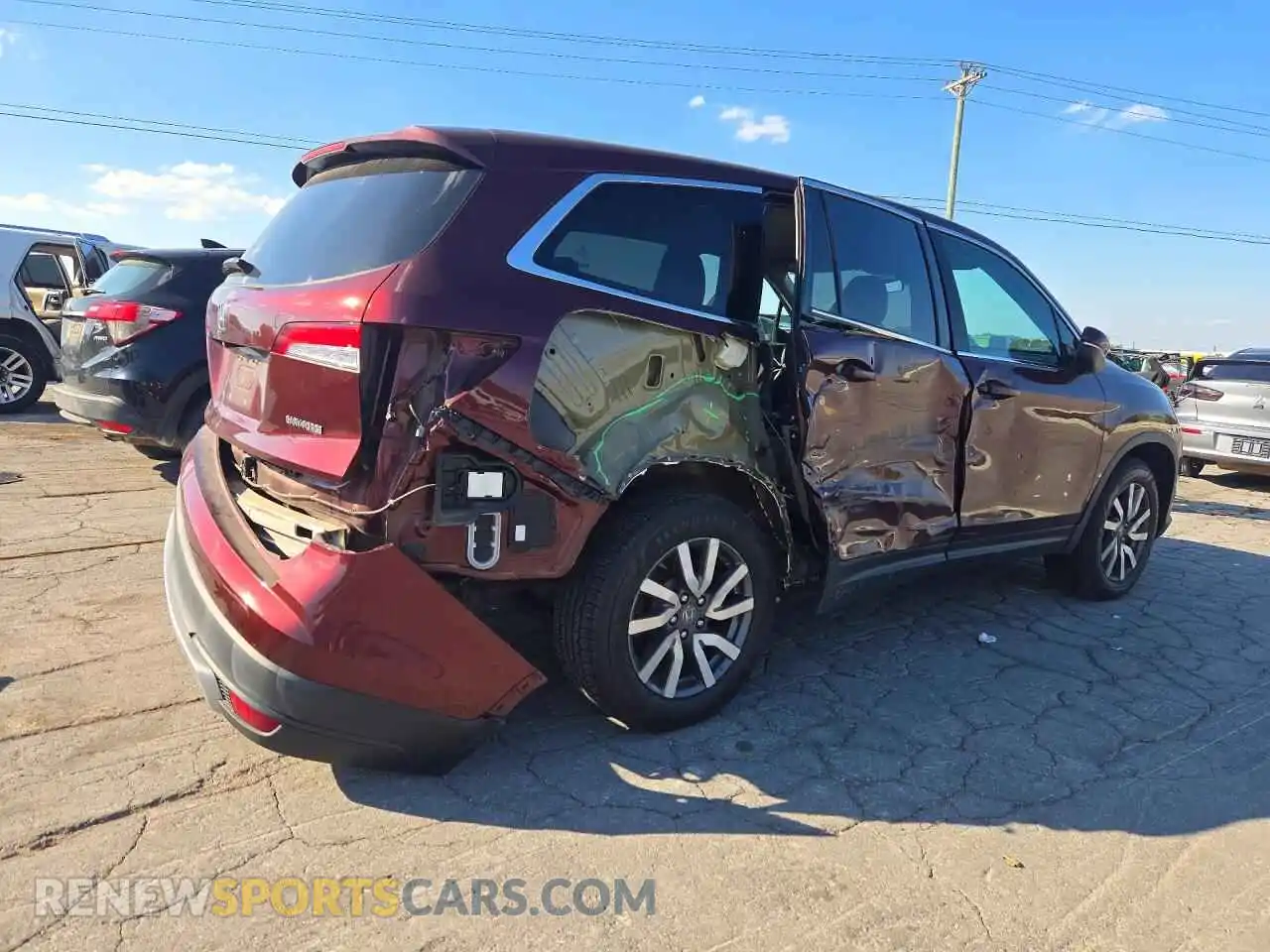 3 fotografías del automóvil dañado 5FNYF5H31MB034646 HONDA PILOT 2021