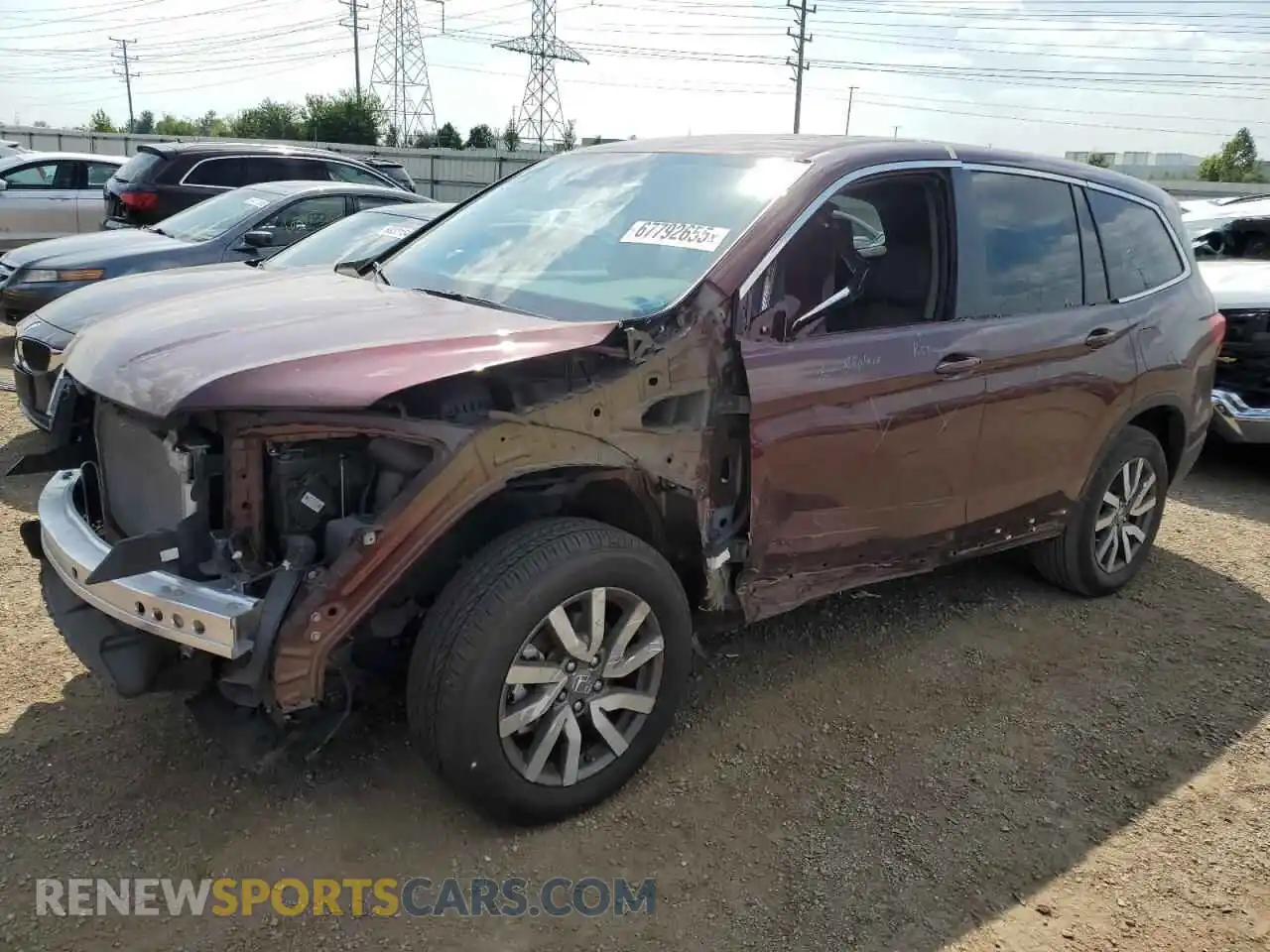 1 Photograph of a damaged car 5FNYF6H58MB079154 HONDA PILOT 2021