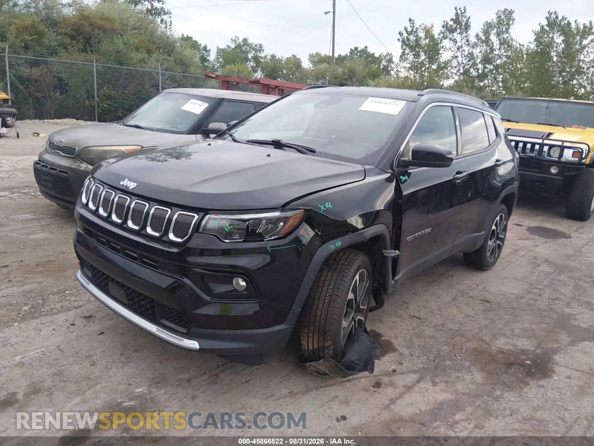 2 fotografías del automóvil dañado 3C4NJDCB2NT232195 JEEP COMPASS 2022