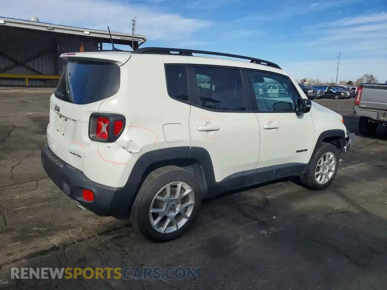 3 fotografías del automóvil dañado ZACNJDD18MPN32560 JEEP RENEGADE 2021