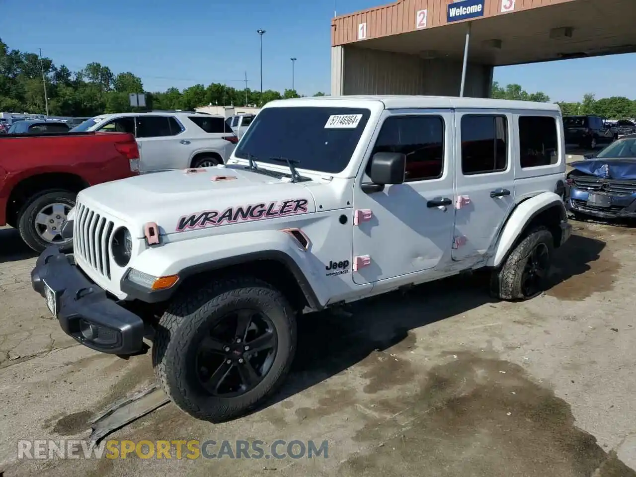 1 Photograph of a damaged car 1C4HJXEG0MW564409 JEEP WRANGLER 2021