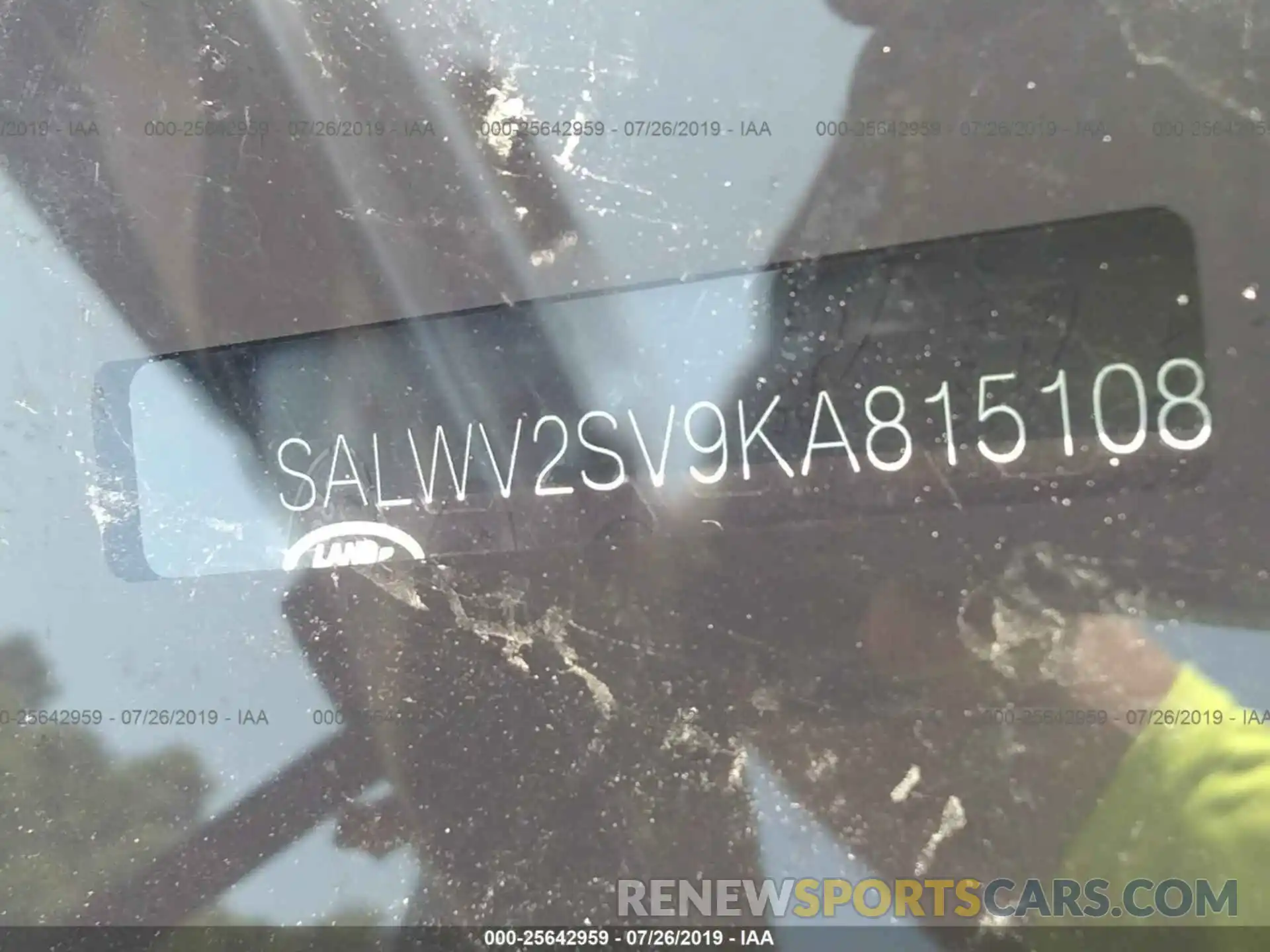 9 Photograph of a damaged car SALWV2SV9KA815108 LAND ROVER RANGE ROVER SPORT 2019