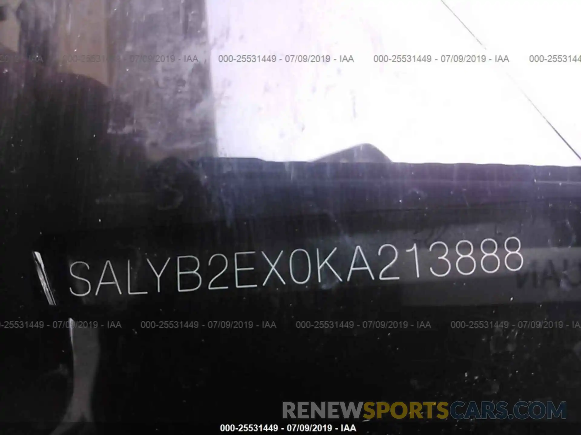 9 Photograph of a damaged car SALYB2EX0KA213888 LAND ROVER RANGE ROVER VELAR 2019