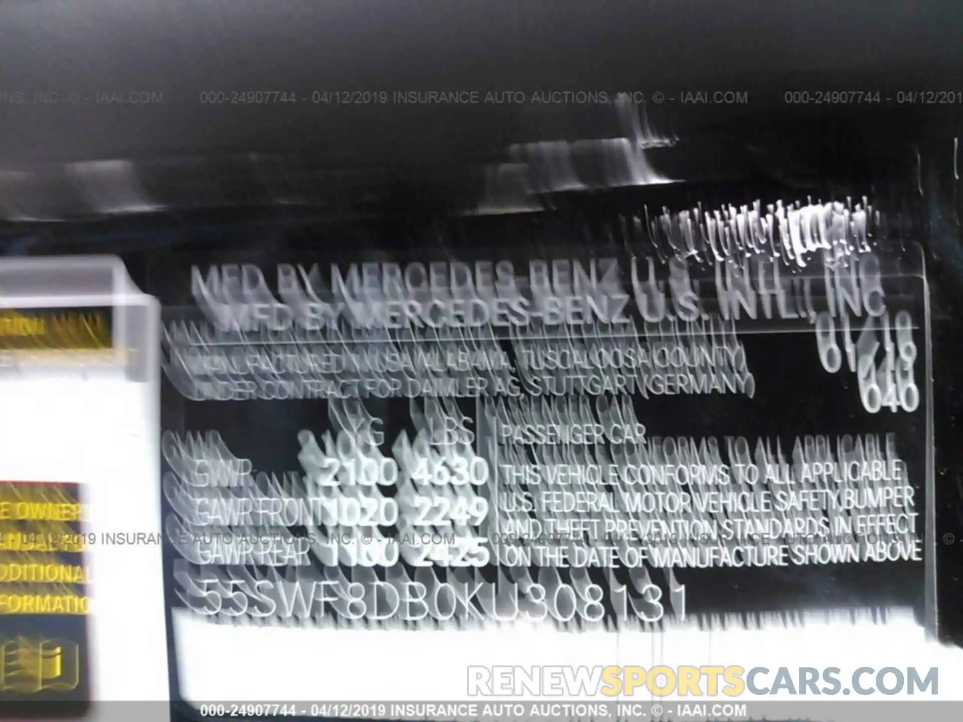 9 Photograph of a damaged car 55SWF8DB0KU308131 MERCEDES-BENZ C 2019