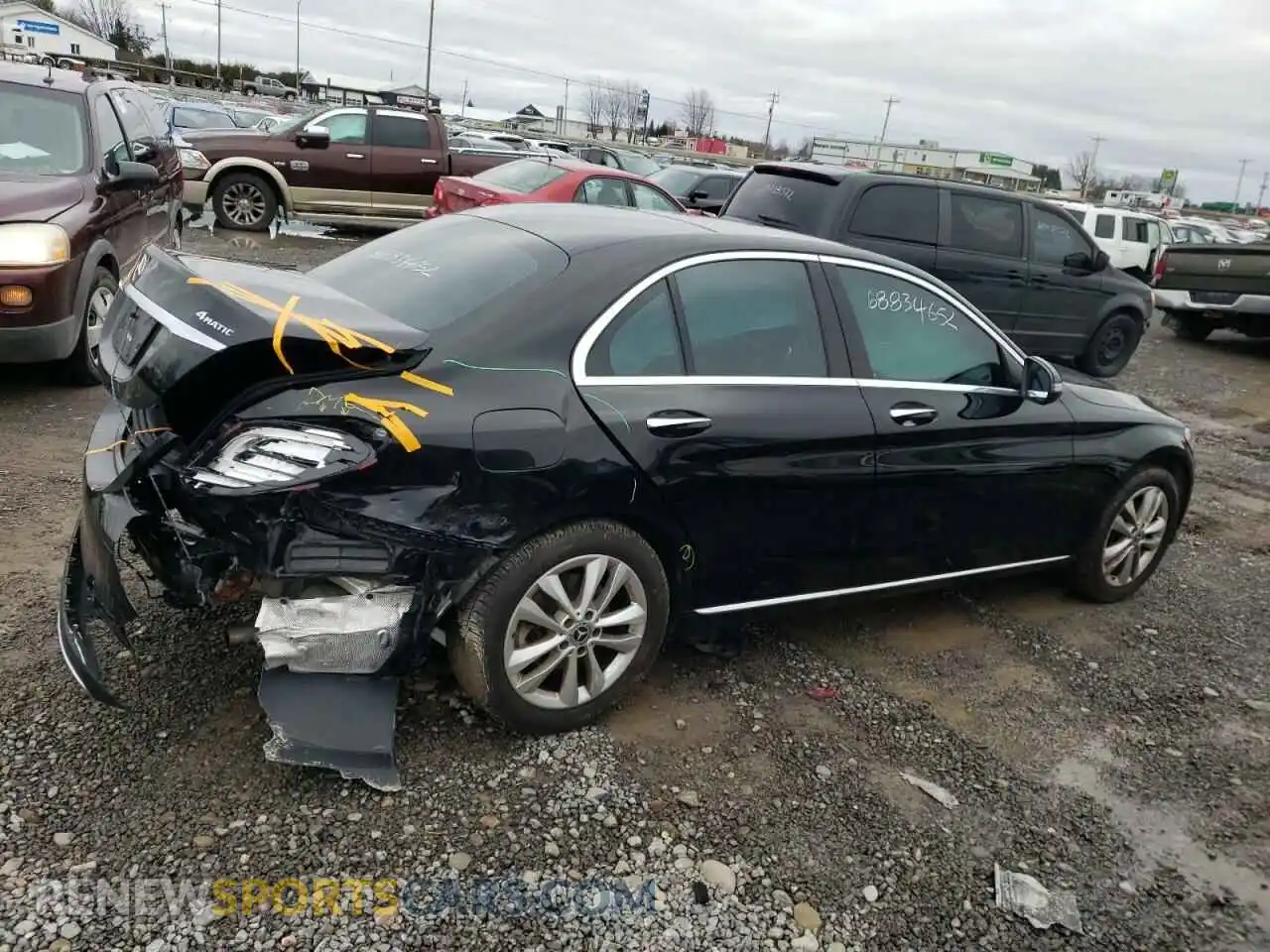 3 fotografías del automóvil dañado 55SWF8EB3LU323772 MERCEDES-BENZ C-CLASS 2020