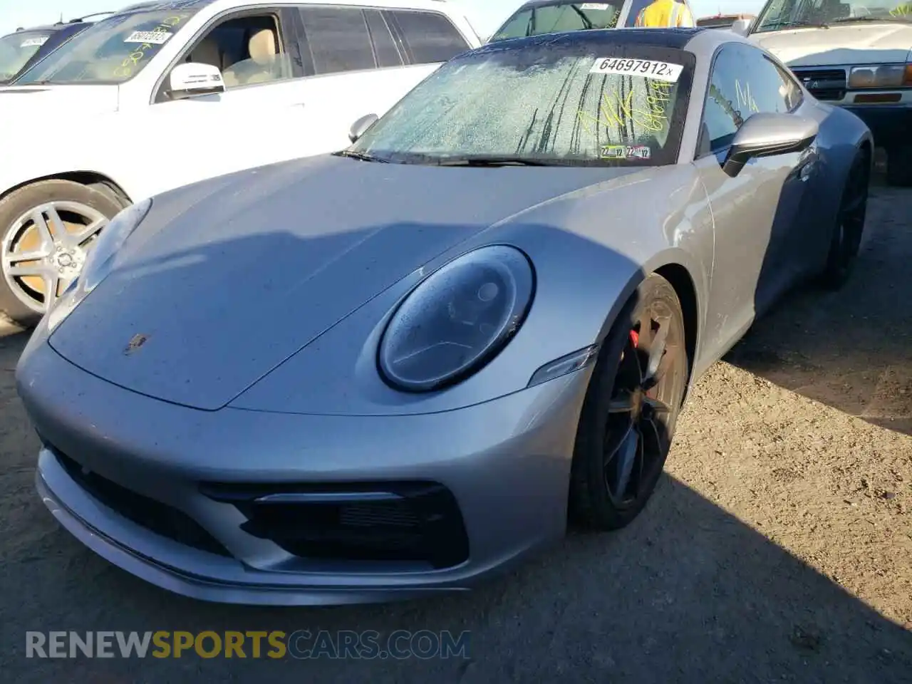 2 fotografías del automóvil dañado WP0AB2A92MS221438 PORSCHE 911 2021