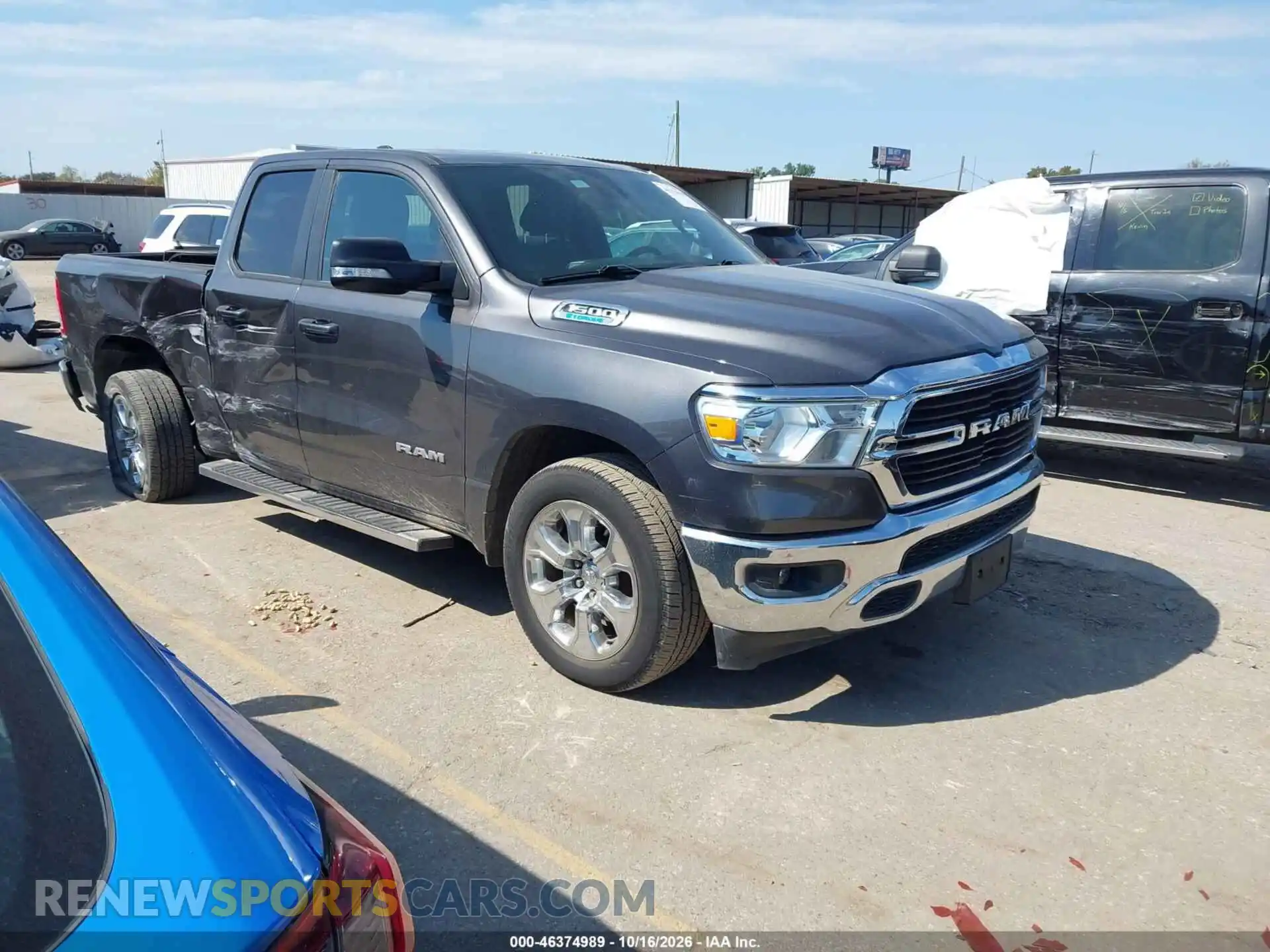 1 Photograph of a damaged car 01C6RREBG8MN75281 RAM 1500 2021