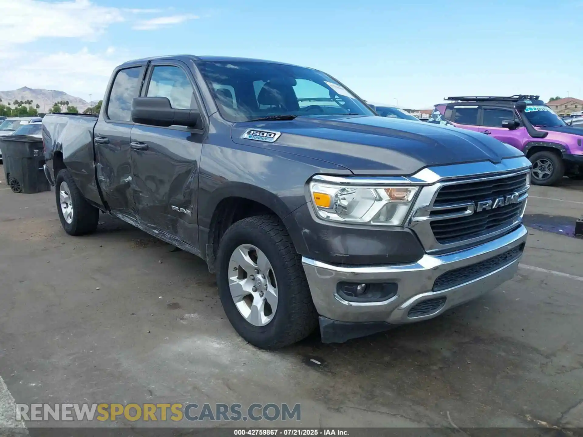 1 Photograph of a damaged car 1C6RREBG4MN750778 RAM 1500 2021