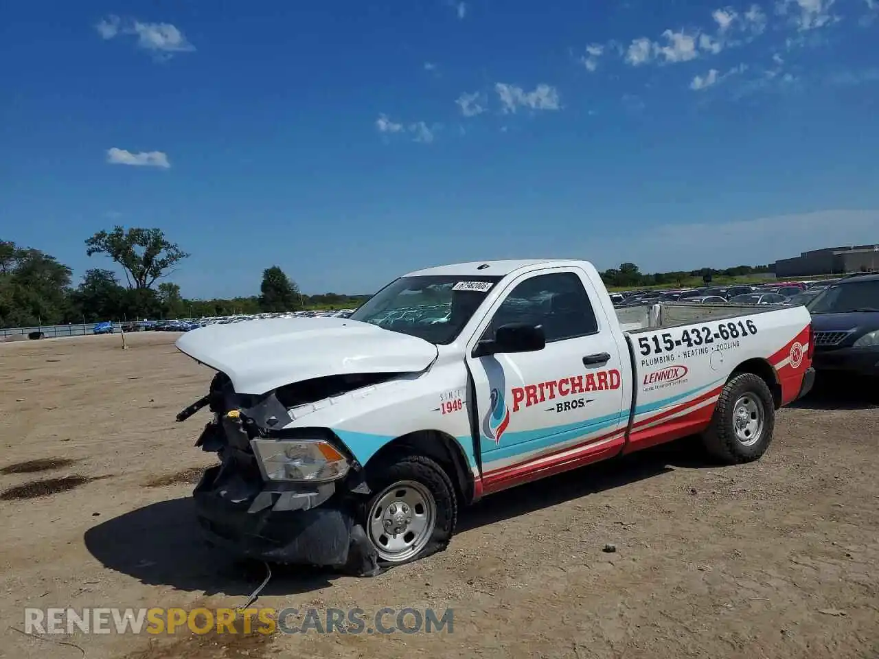 1 Photograph of a damaged car 3C6JR6DG1MG624533 RAM 1500 2021