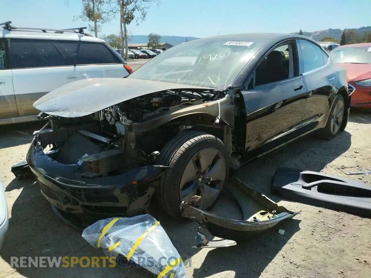 2 Photograph of a damaged car 5YJ3E1EA0KF396487 TESLA MODEL 3 2019