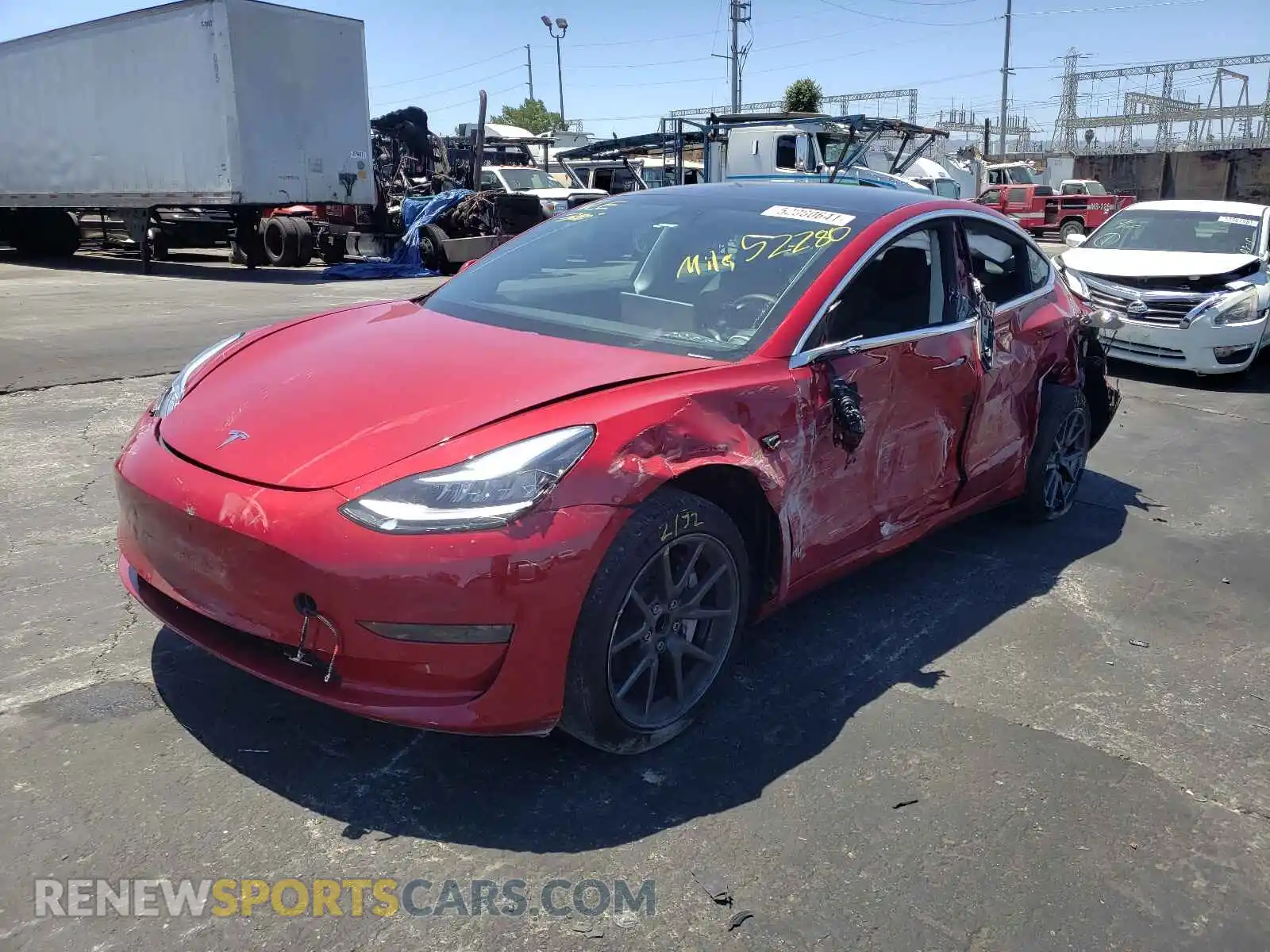 2 fotografías del automóvil dañado 5YJ3E1EA0KF484309 TESLA MODEL 3 2019