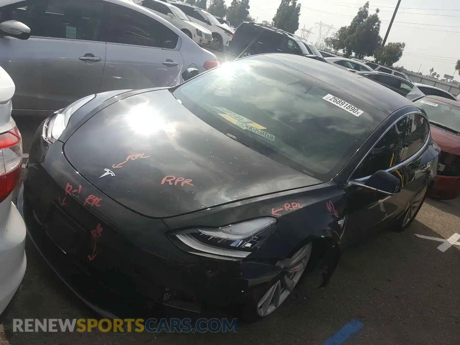 2 Photograph of a damaged car 5YJ3E1EA1KF434583 TESLA MODEL 3 2019
