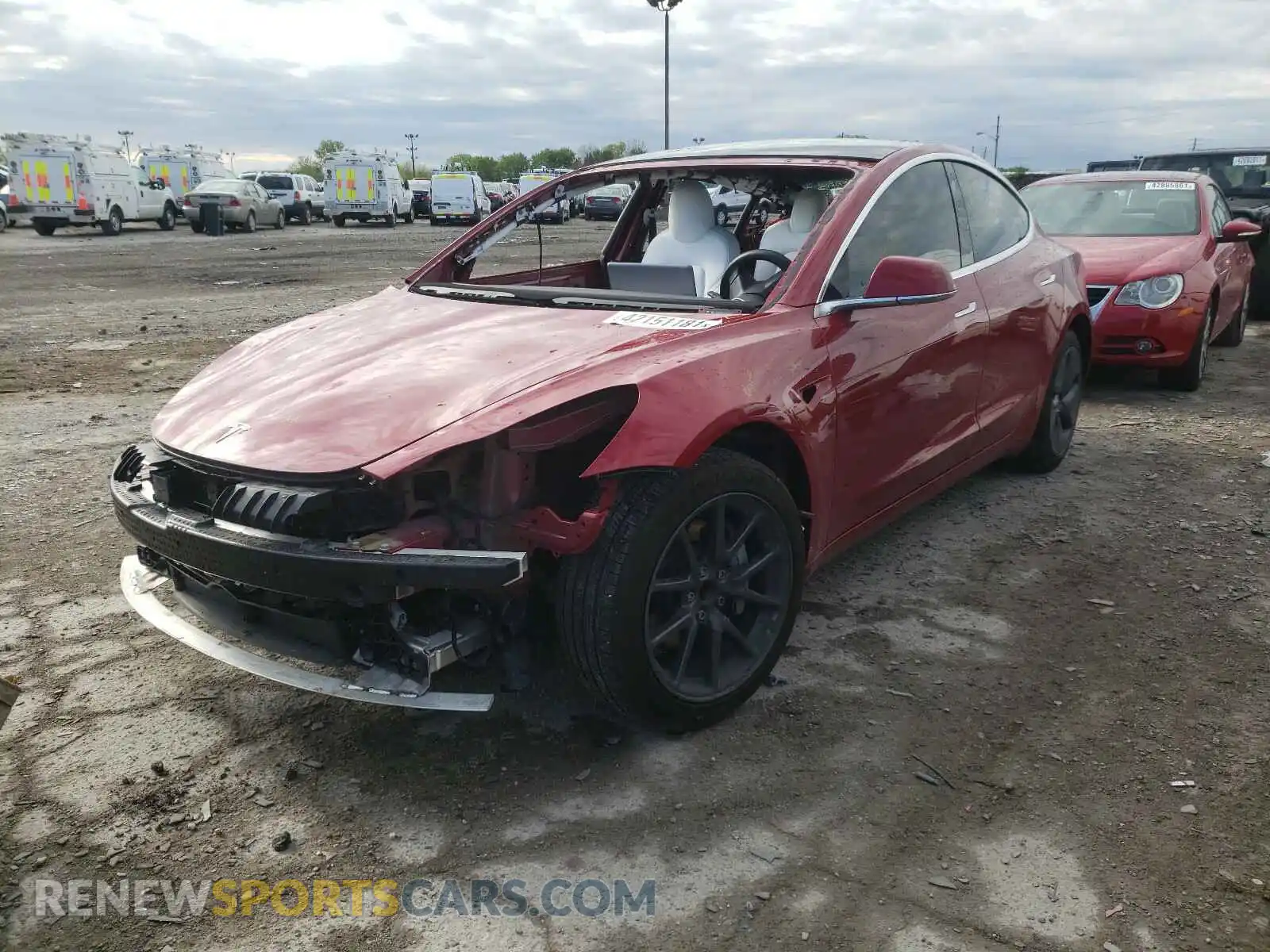 2 Photograph of a damaged car 5YJ3E1EA2KF402807 TESLA MODEL 3 2019
