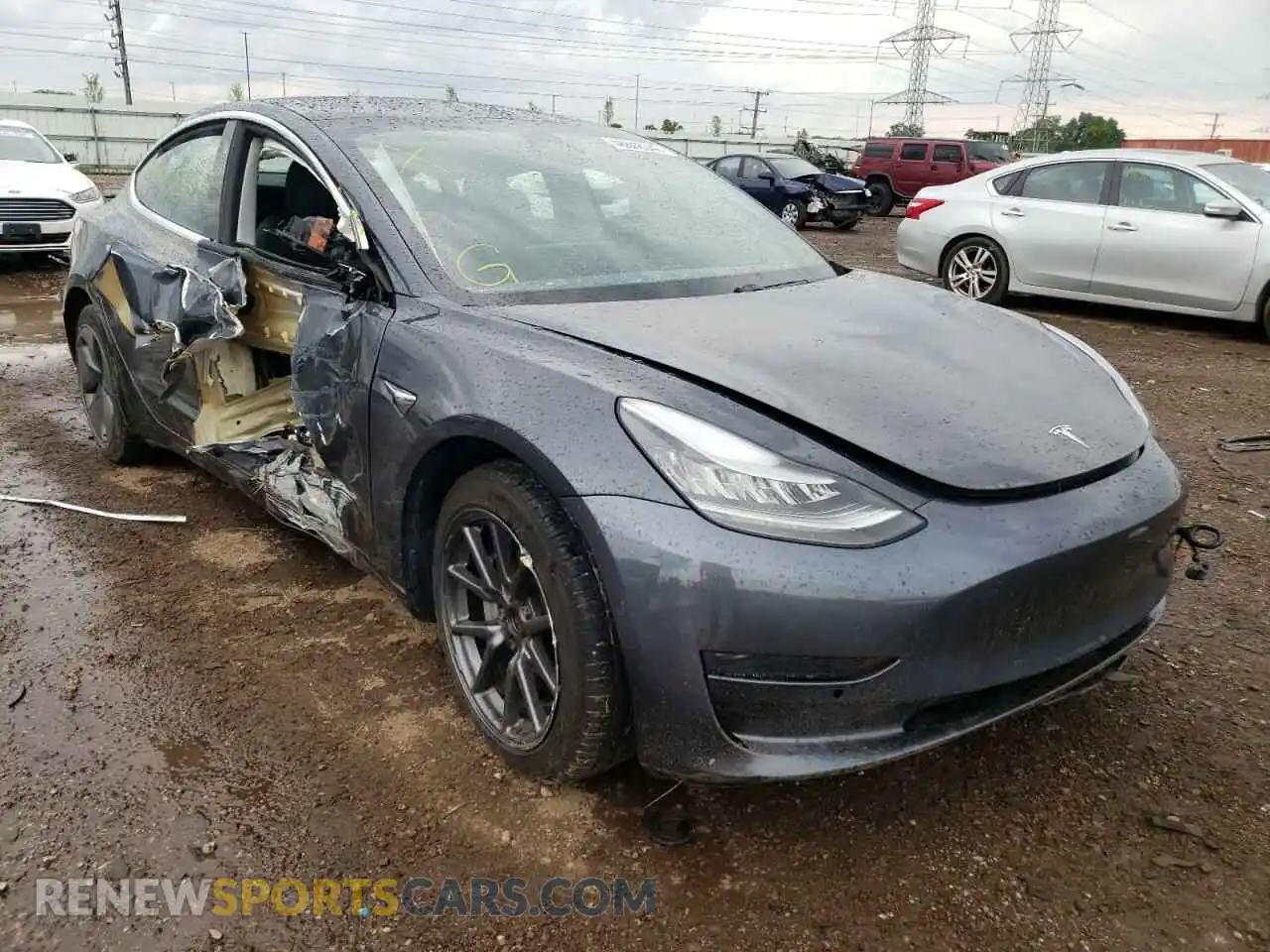 1 Photograph of a damaged car 5YJ3E1EA2KF435404 TESLA MODEL 3 2019