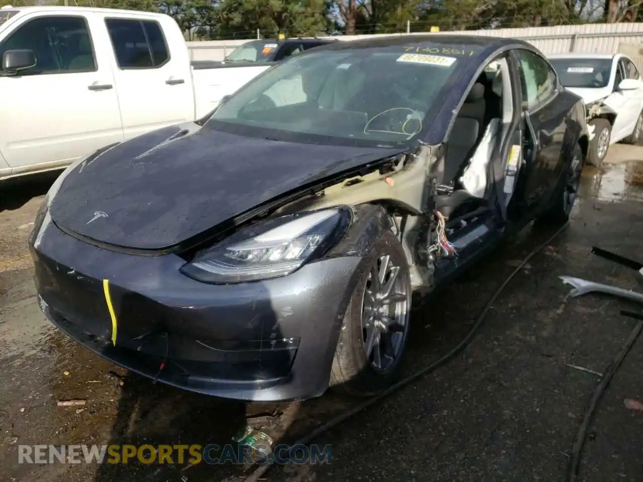 2 Photograph of a damaged car 5YJ3E1EA6KF400137 TESLA MODEL 3 2019