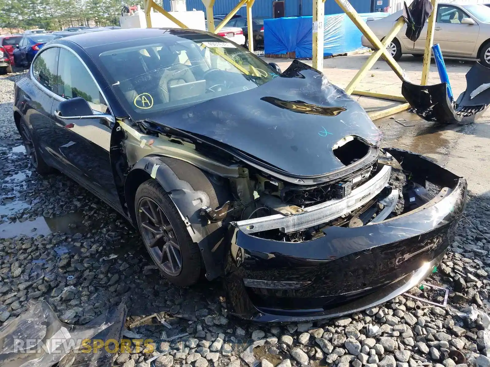 1 Photograph of a damaged car 5YJ3E1EA7KF304744 TESLA MODEL 3 2019