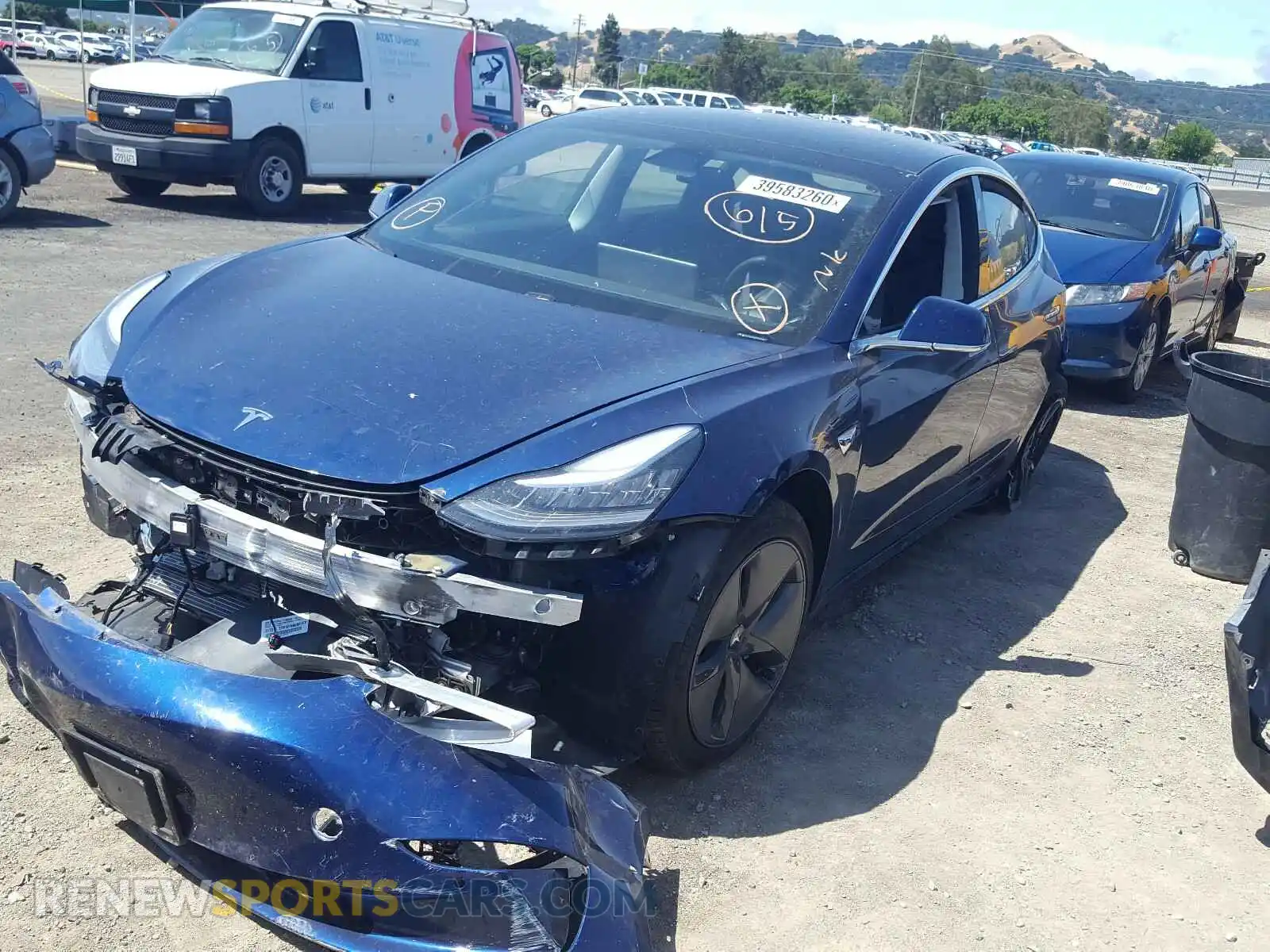 2 Photograph of a damaged car 5YJ3E1EA9KF400858 TESLA MODEL 3 2019