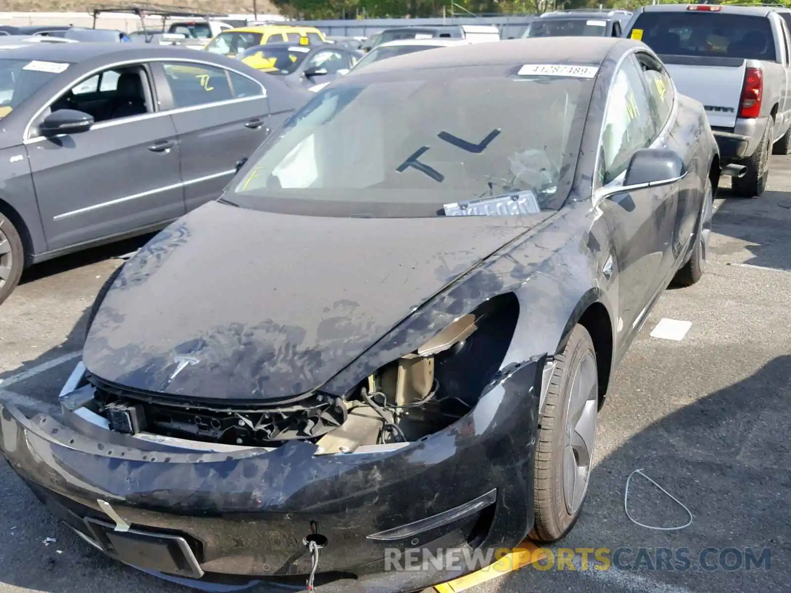 2 Photograph of a damaged car 5YJ3E1EAXKF305161 TESLA MODEL 3 2019