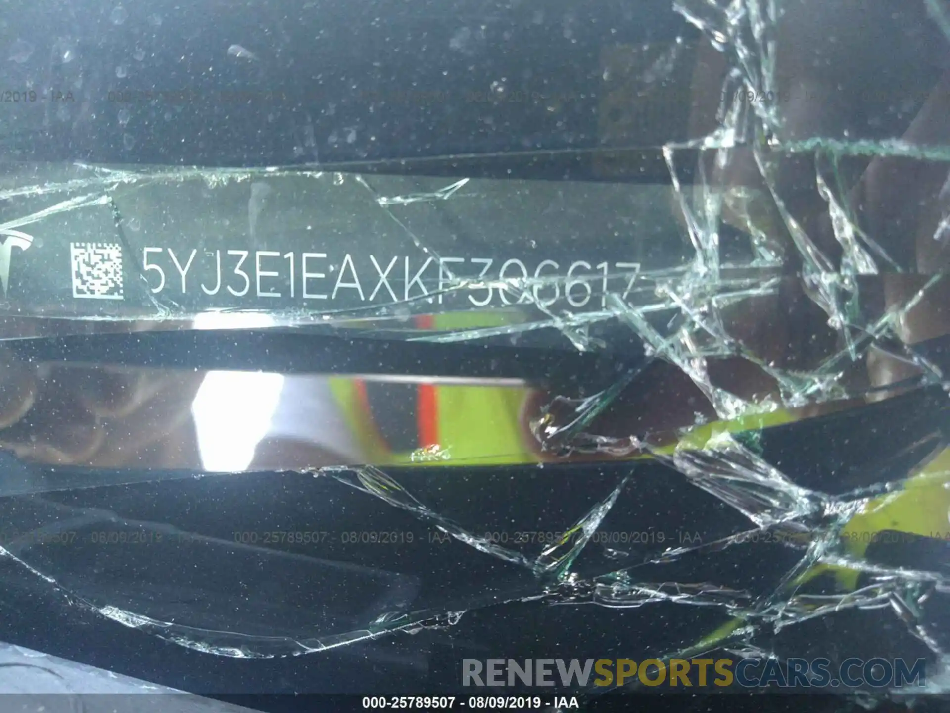 9 Photograph of a damaged car 5YJ3E1EAXKF306617 TESLA MODEL 3 2019
