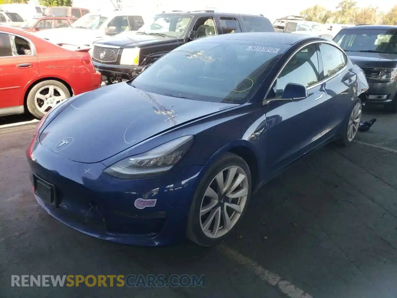 2 Photograph of a damaged car 5YJ3E1EAXKF317777 TESLA MODEL 3 2019
