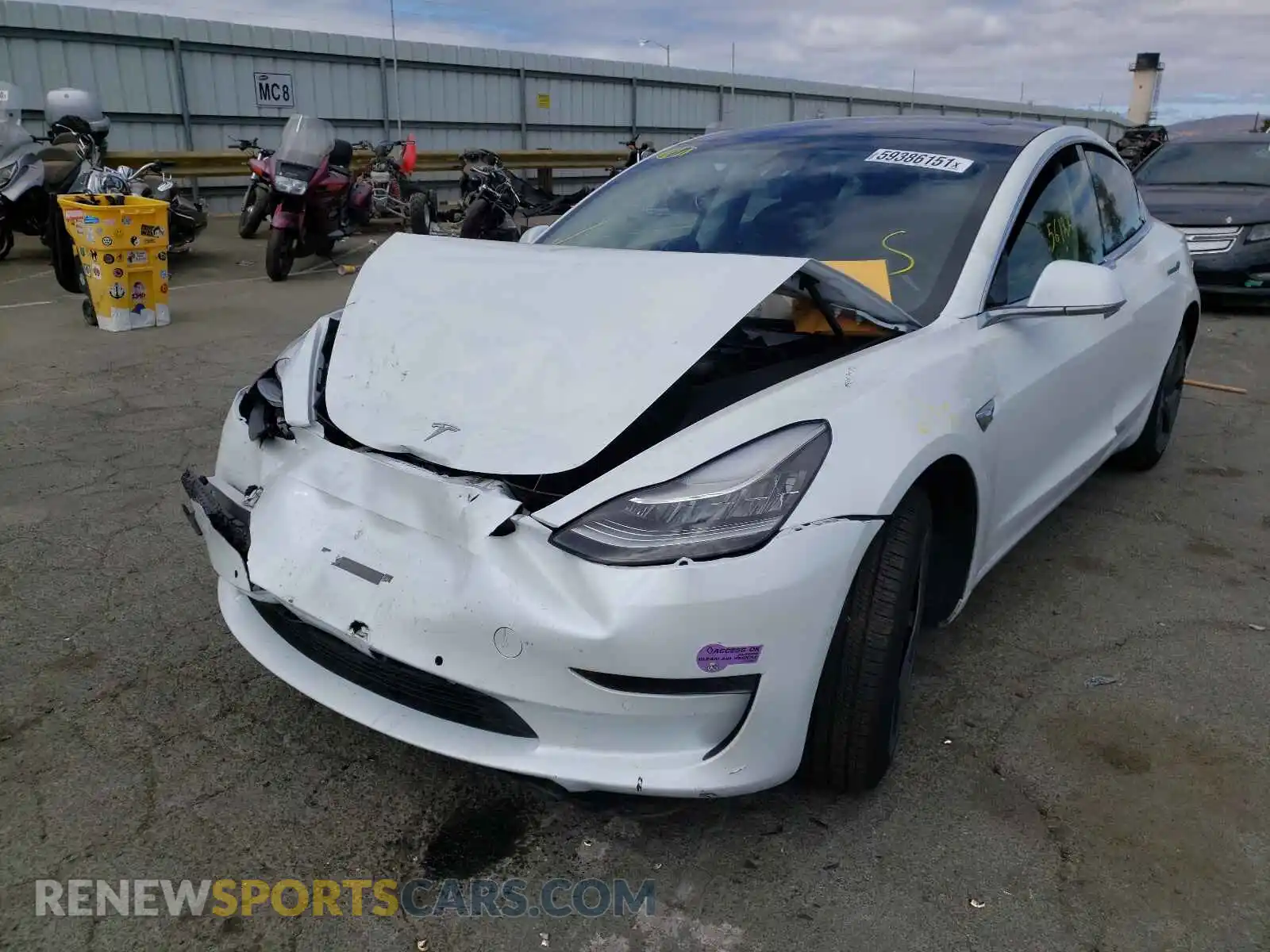 2 Photograph of a damaged car 5YJ3E1EAXKF425154 TESLA MODEL 3 2019
