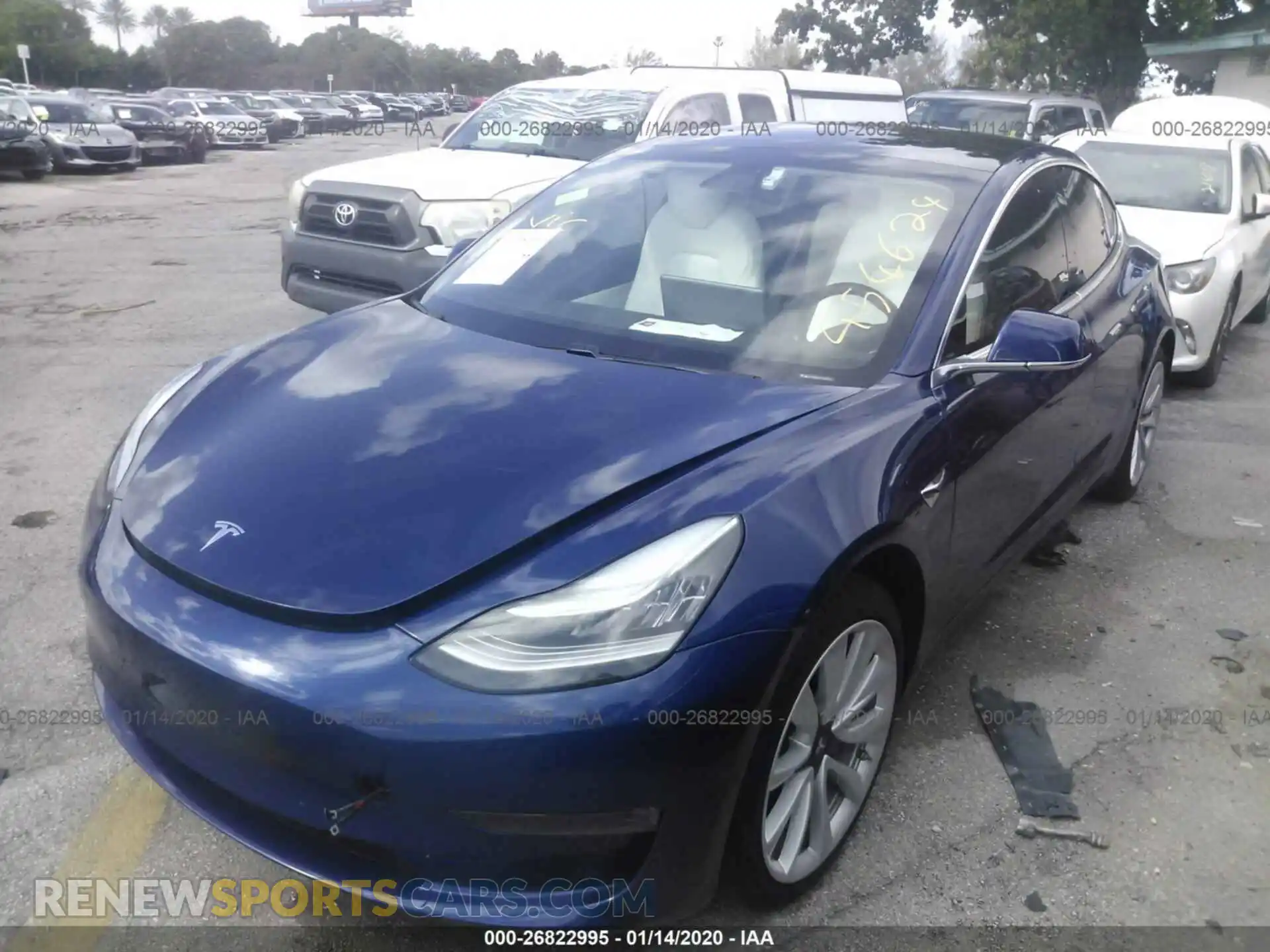 2 Photograph of a damaged car 5YJ3E1EB0KF454624 TESLA MODEL 3 2019
