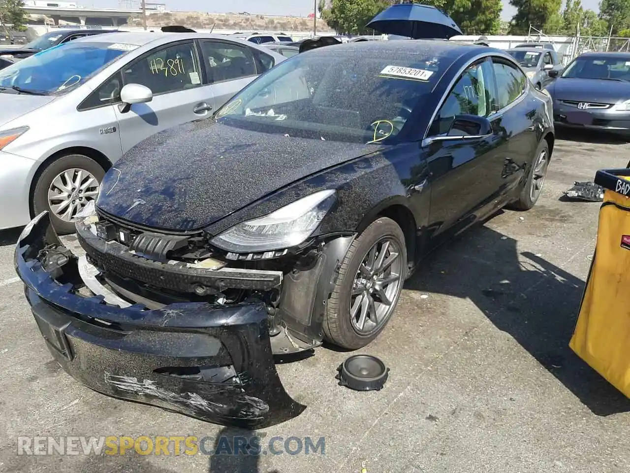 2 Photograph of a damaged car 5YJ3E1EB1KF384809 TESLA MODEL 3 2019