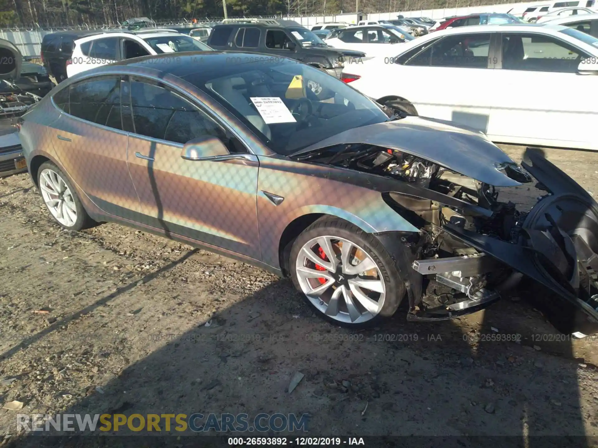 1 Photograph of a damaged car 5YJ3E1EB2KF407336 TESLA MODEL 3 2019