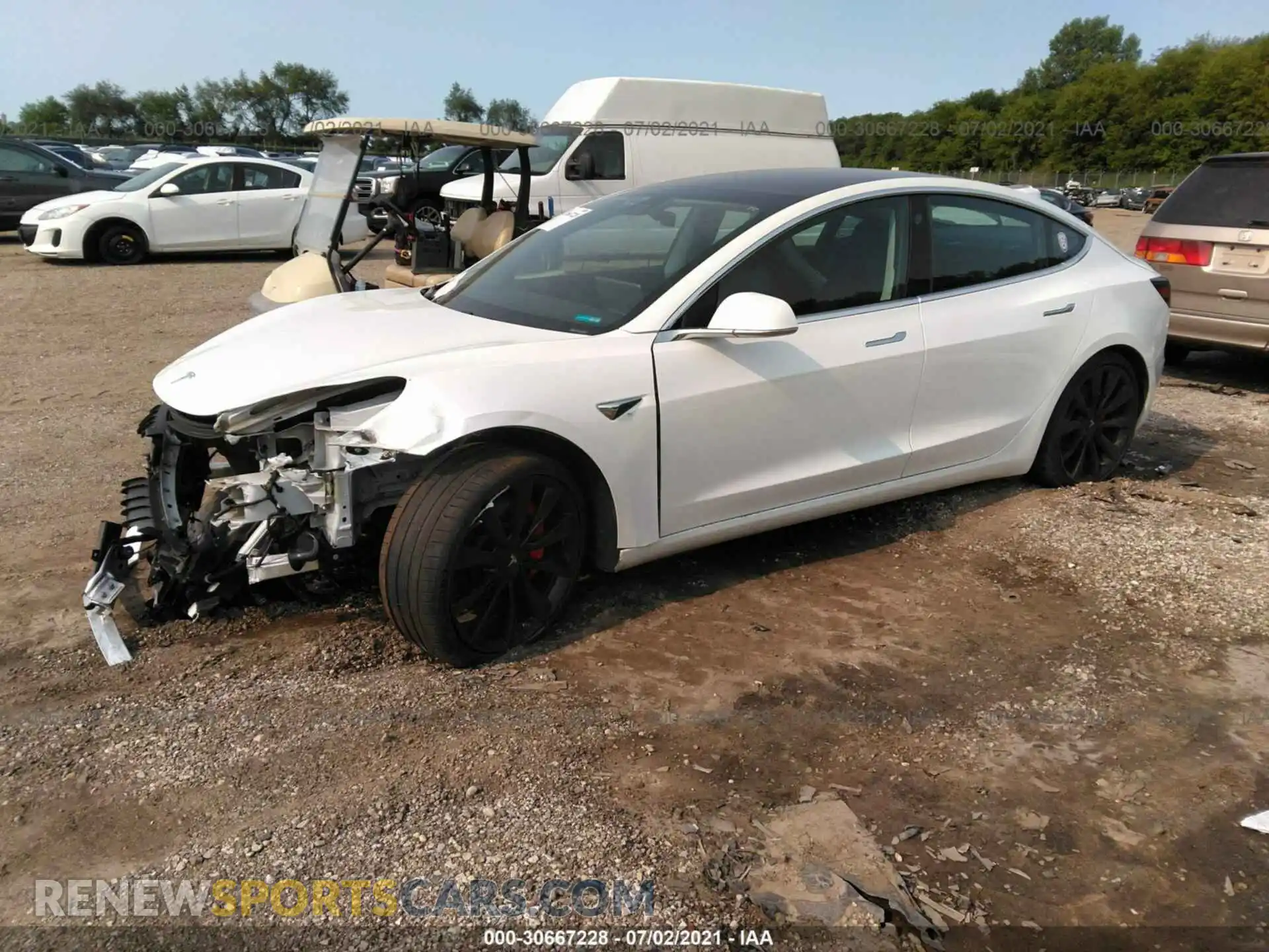 2 fotografías del automóvil dañado 5YJ3E1EB4KF419942 TESLA MODEL 3 2019