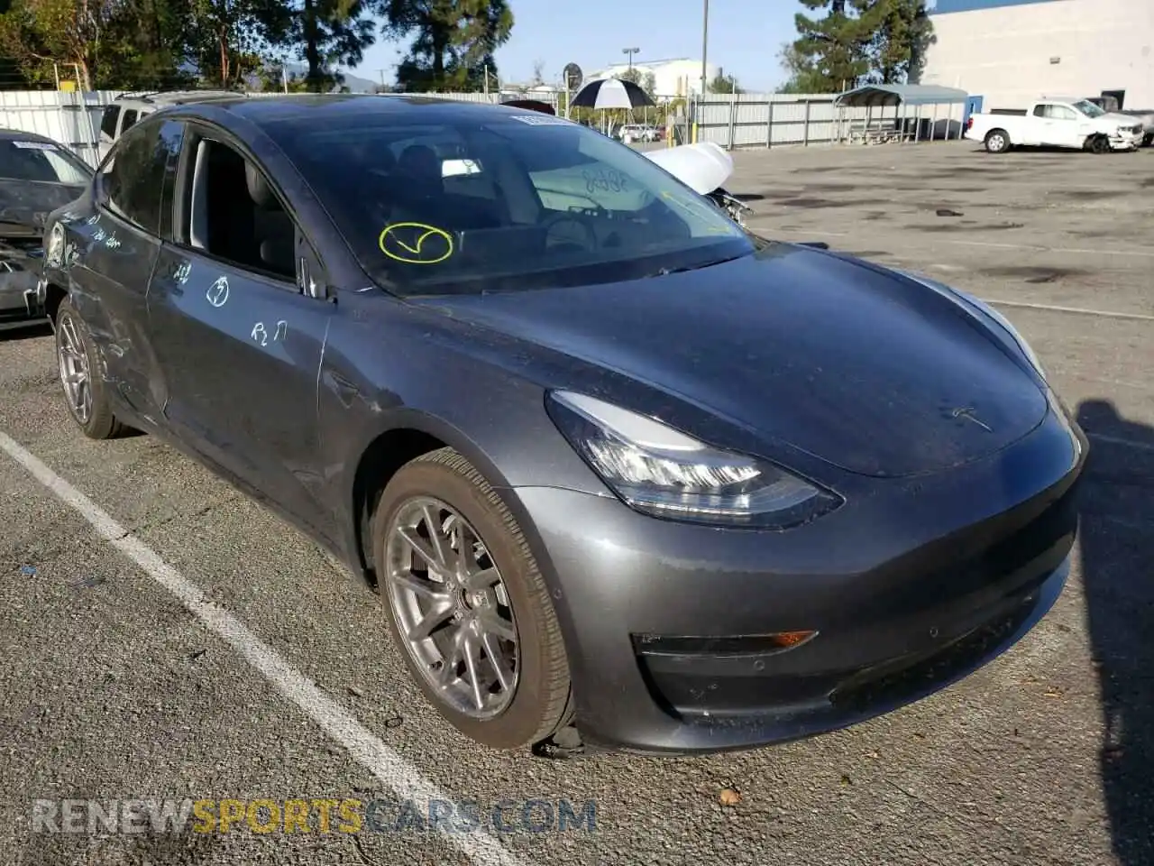 1 Photograph of a damaged car 5YJ3E1EB4KF440452 TESLA MODEL 3 2019