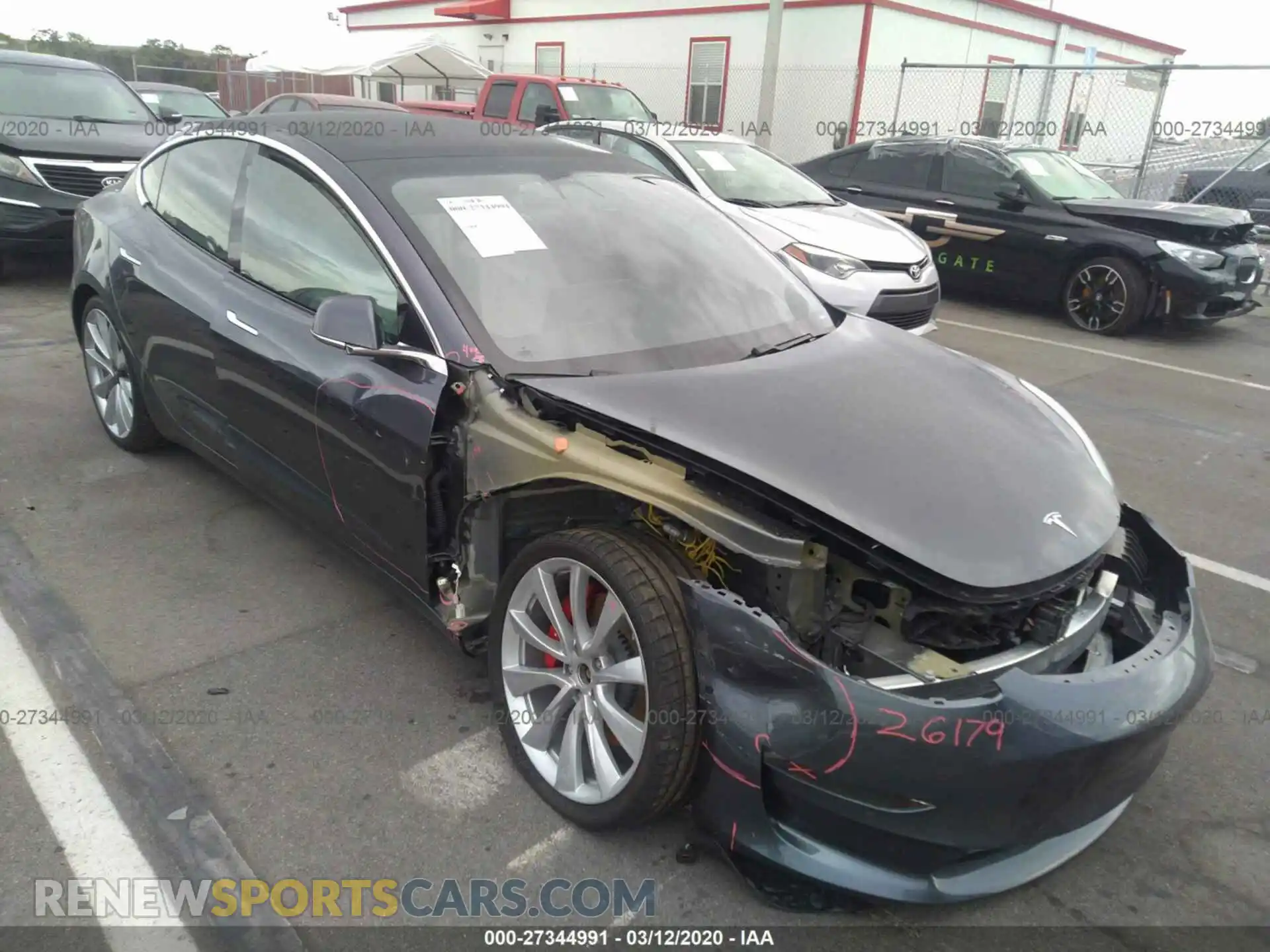 1 Photograph of a damaged car 5YJ3E1EB6KF393361 TESLA MODEL 3 2019
