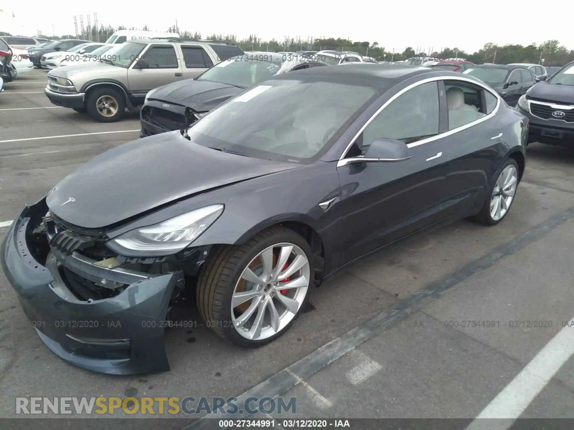 2 Photograph of a damaged car 5YJ3E1EB6KF393361 TESLA MODEL 3 2019
