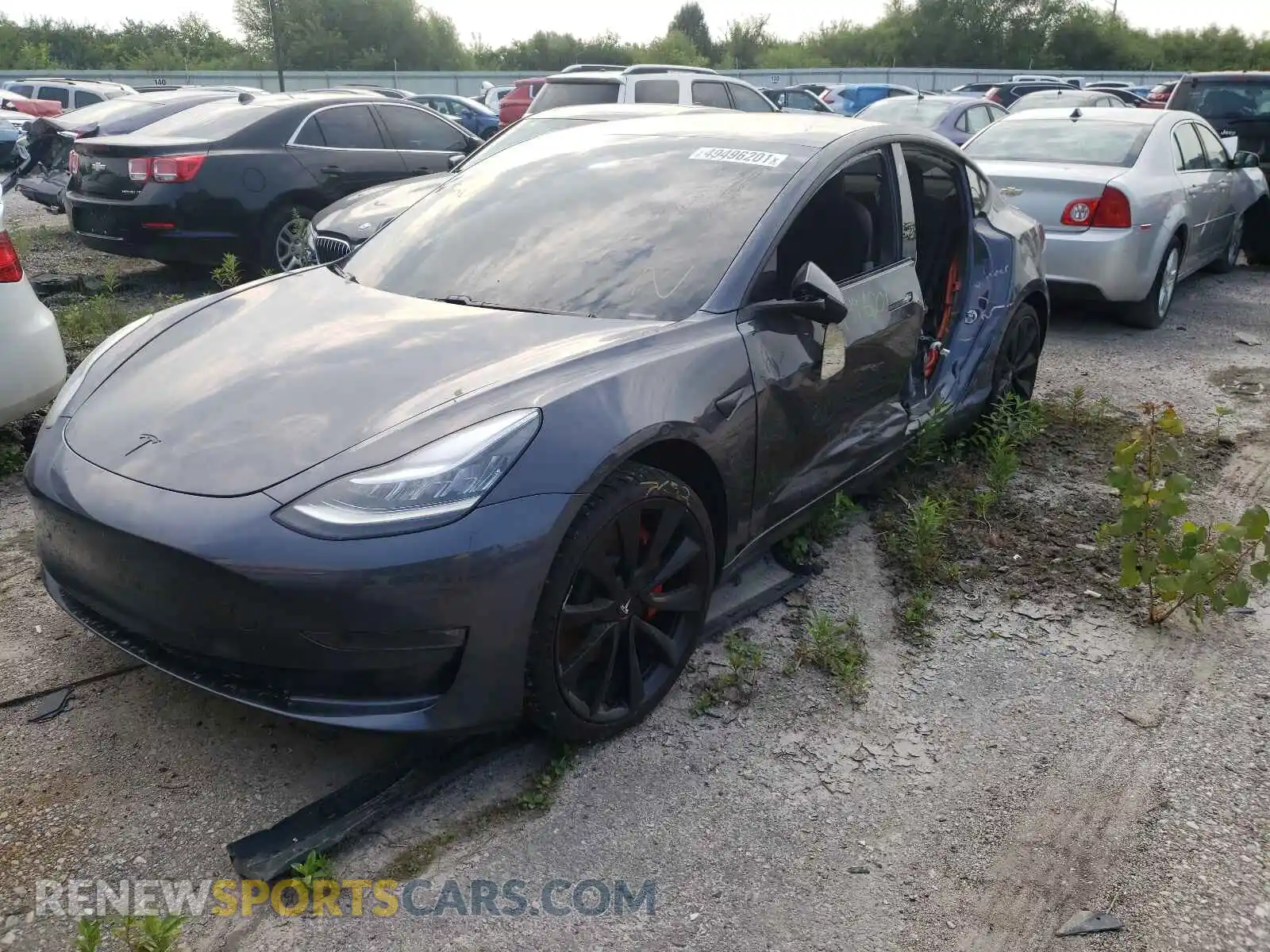 2 Photograph of a damaged car 5YJ3E1EB7KF438811 TESLA MODEL 3 2019