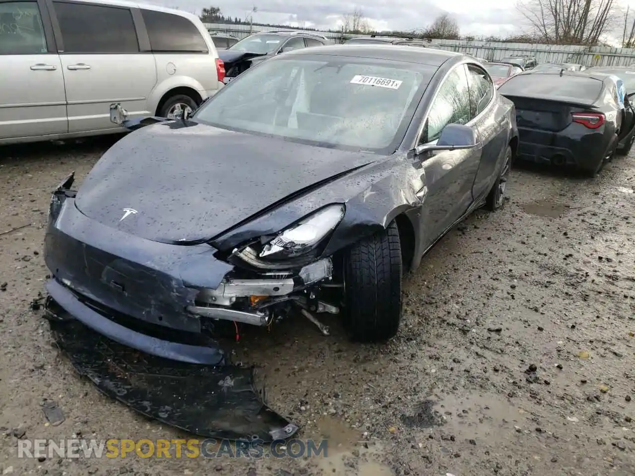 2 Photograph of a damaged car 5YJ3E1EB7KF451980 TESLA MODEL 3 2019