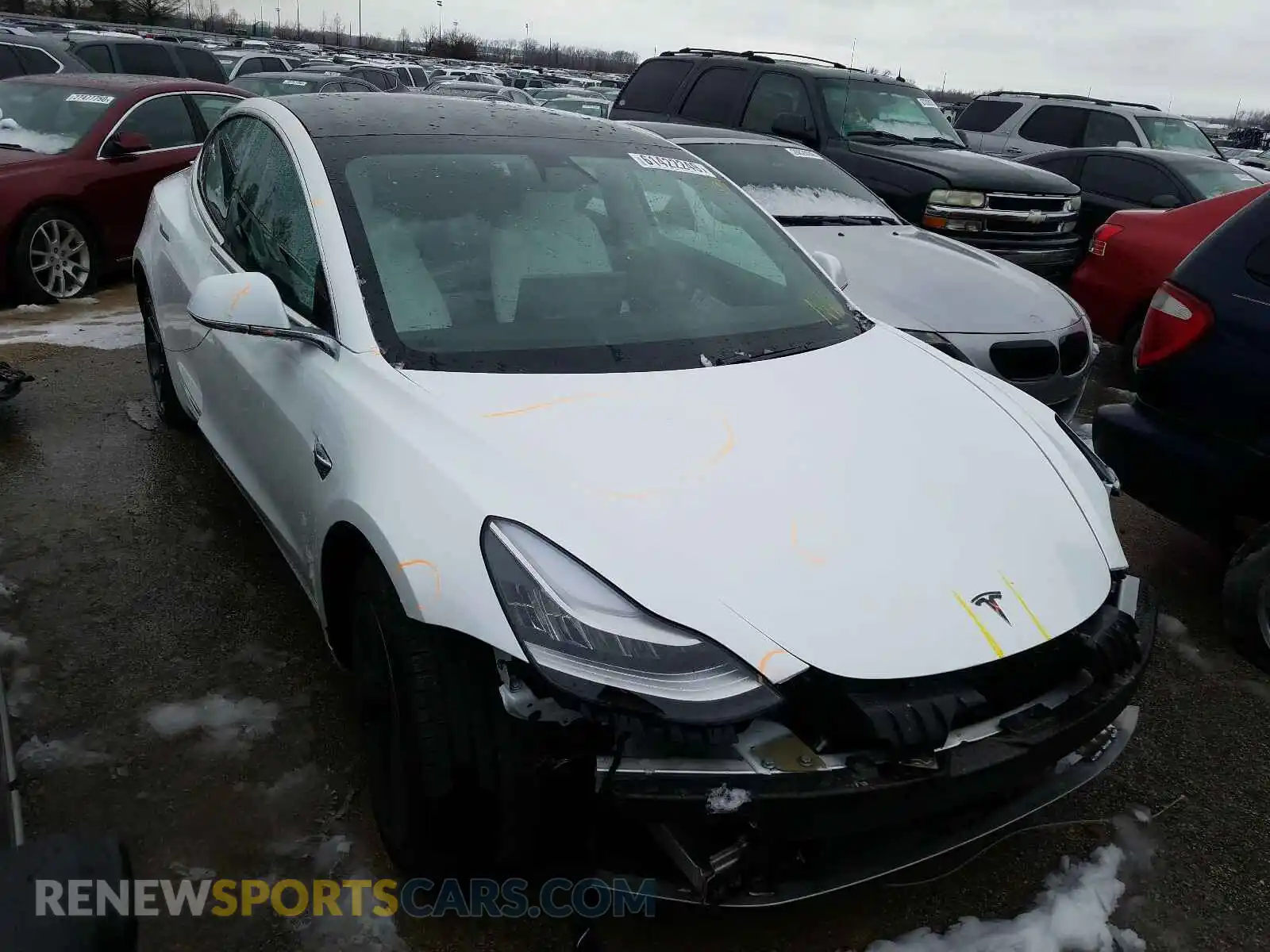 1 Photograph of a damaged car 5YJ3E1EB7KF513068 TESLA MODEL 3 2019