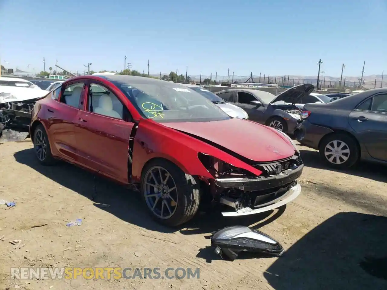 1 Photograph of a damaged car 5YJ3E1EB8KF454452 TESLA MODEL 3 2019