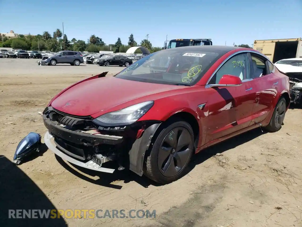 2 Photograph of a damaged car 5YJ3E1EB8KF454452 TESLA MODEL 3 2019