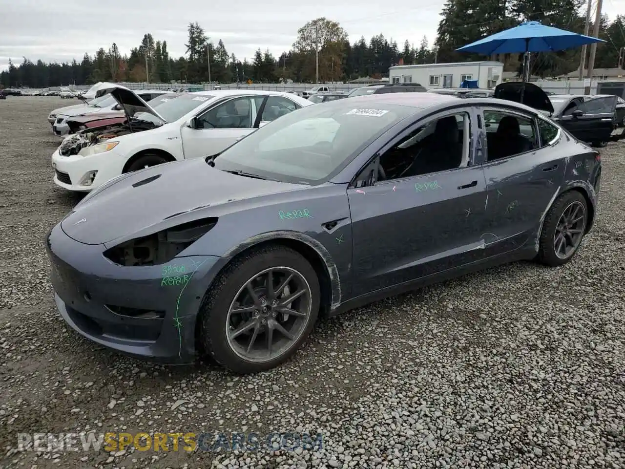 1 Photograph of a damaged car 5YJ3E1EBXKF191719 TESLA MODEL 3 2019