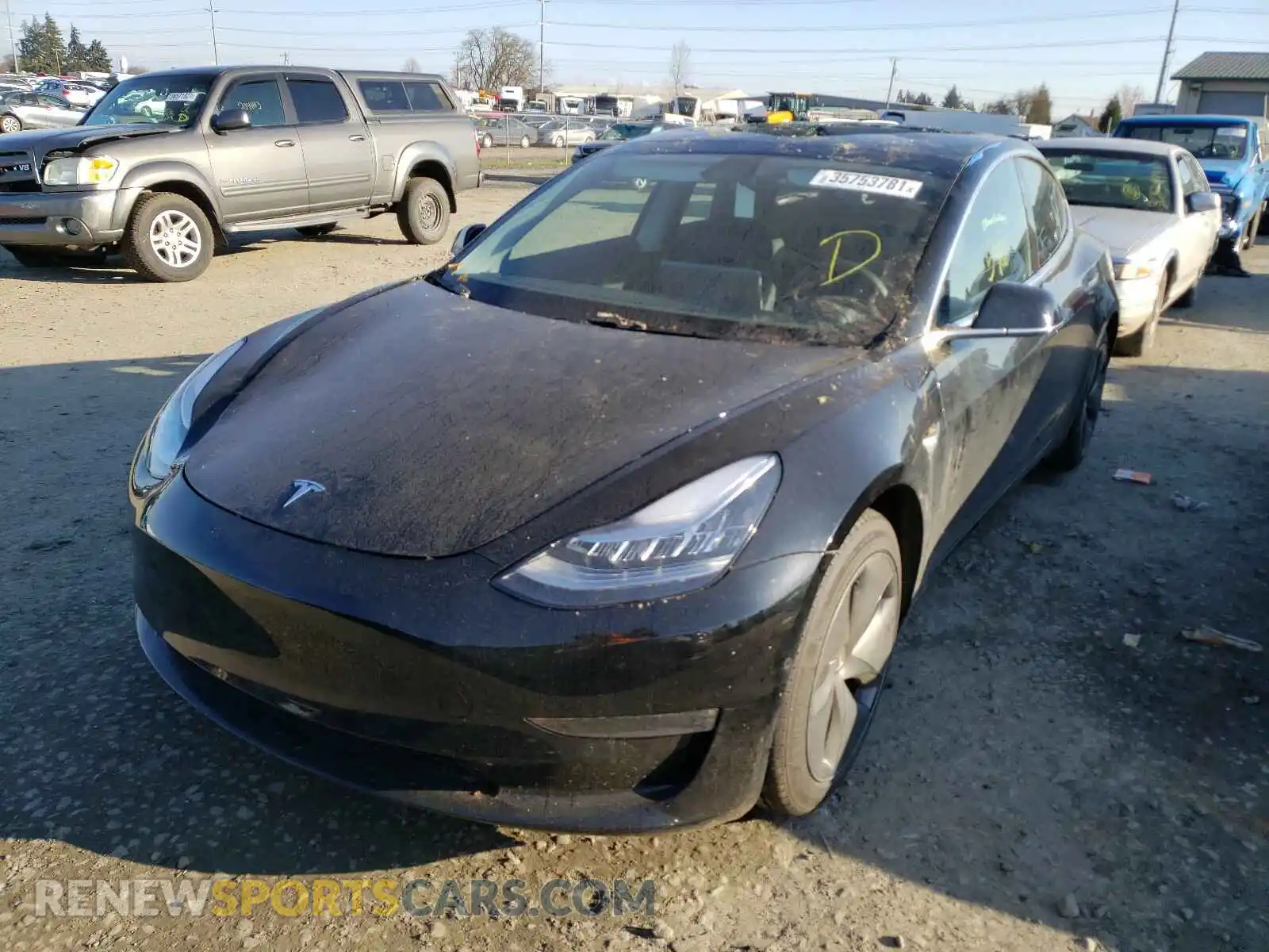 2 Photograph of a damaged car 5YJ3E1EA1LF798763 TESLA MODEL 3 2020