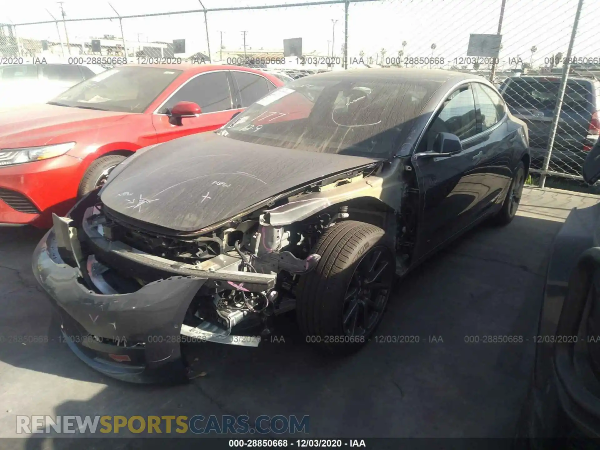 2 Photograph of a damaged car 5YJ3E1EA5LF644220 TESLA MODEL 3 2020