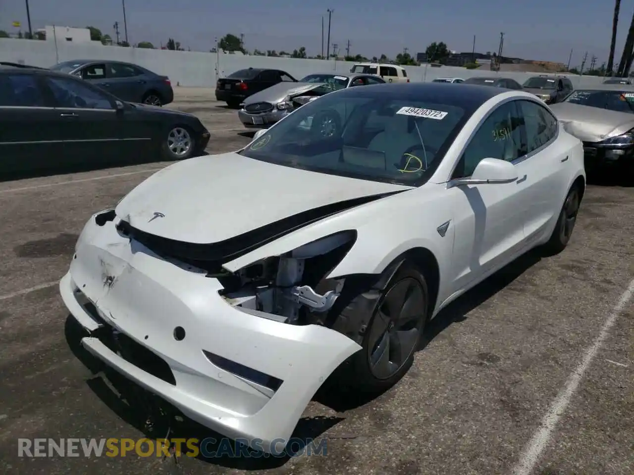 2 Photograph of a damaged car 5YJ3E1EA9LF615691 TESLA MODEL 3 2020