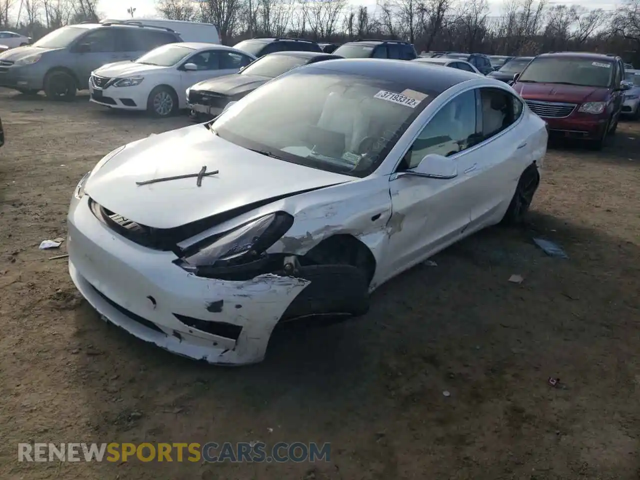 2 fotografías del automóvil dañado 5YJ3E1EAXLF599209 TESLA MODEL 3 2020