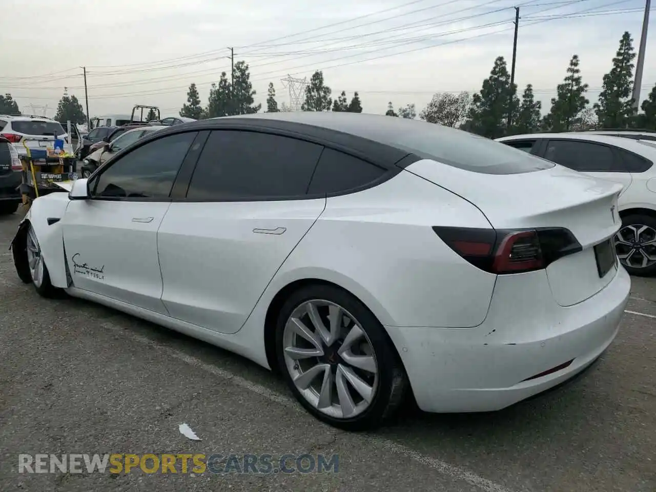 2 Photograph of a damaged car 5YJ3E1EAXLF599405 TESLA MODEL 3 2020