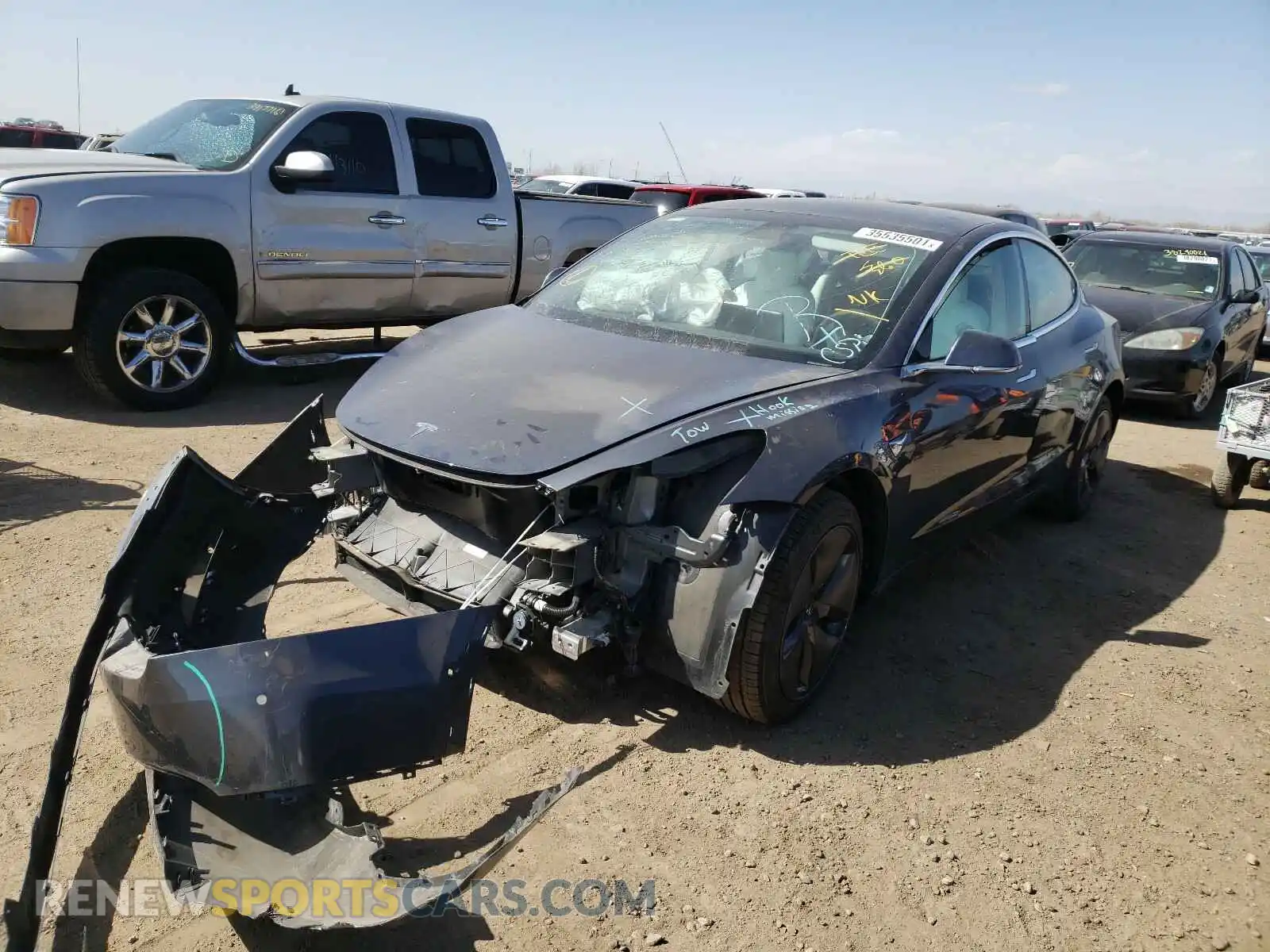 2 Photograph of a damaged car 5YJ3E1EB3LF651384 TESLA MODEL 3 2020