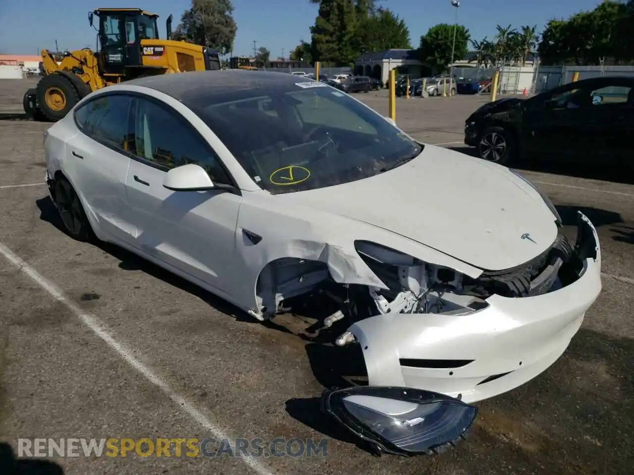 1 Photograph of a damaged car 5YJ3E1EA0MF091705 TESLA MODEL 3 2021