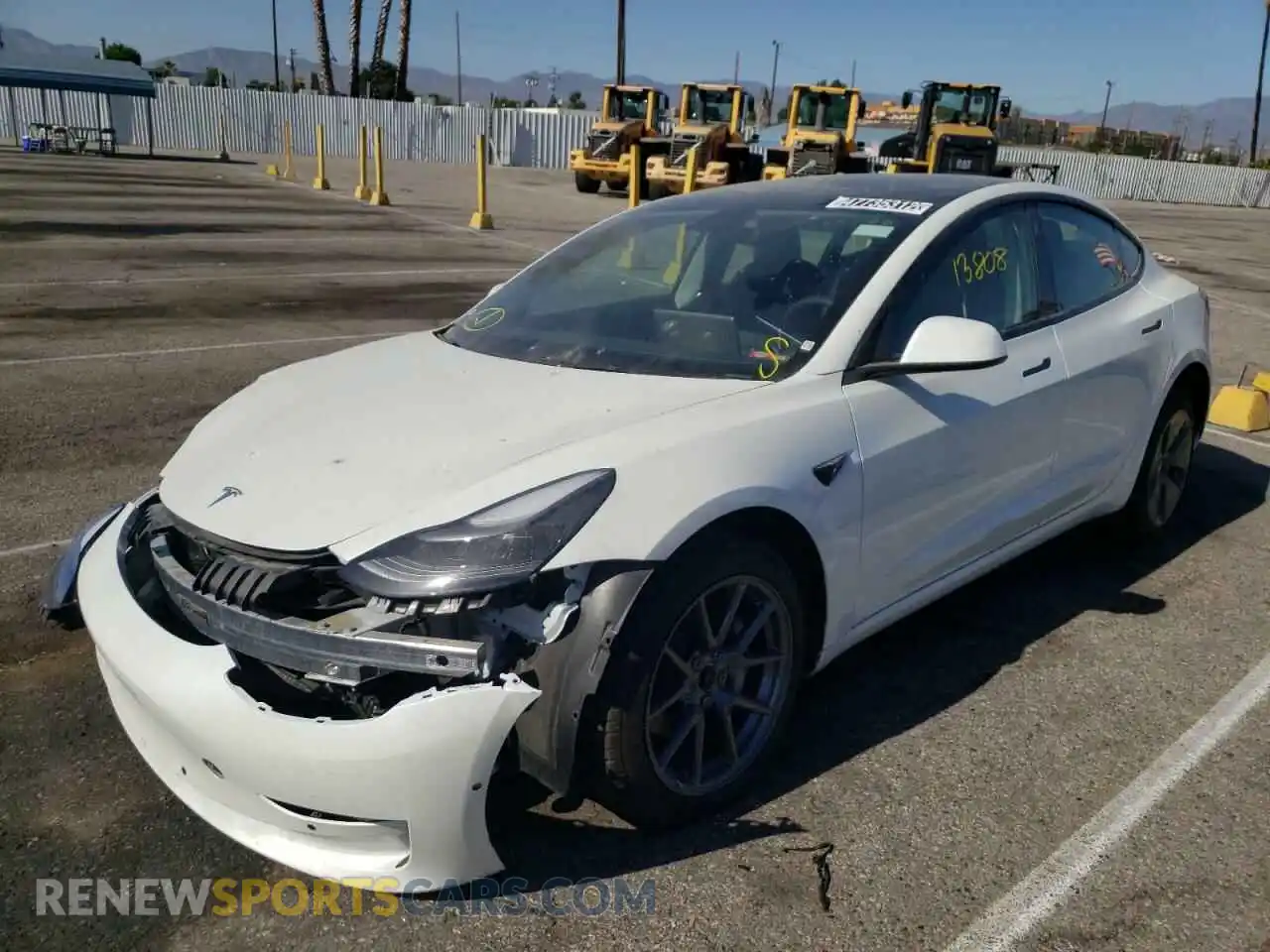 2 Photograph of a damaged car 5YJ3E1EA0MF091705 TESLA MODEL 3 2021