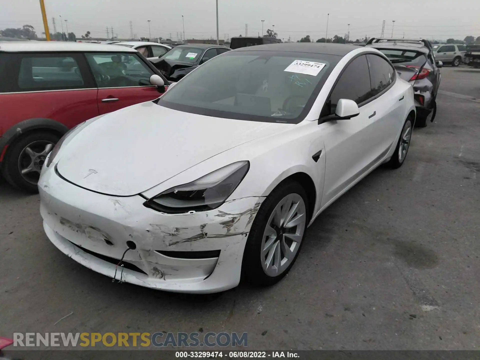 2 fotografías del automóvil dañado 5YJ3E1EA0MF927593 TESLA MODEL 3 2021
