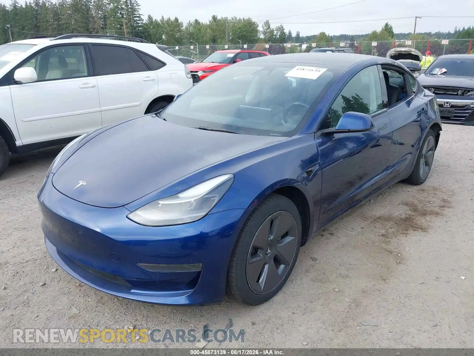 2 fotografías del automóvil dañado 5YJ3E1EA1MF091616 TESLA MODEL 3 2021