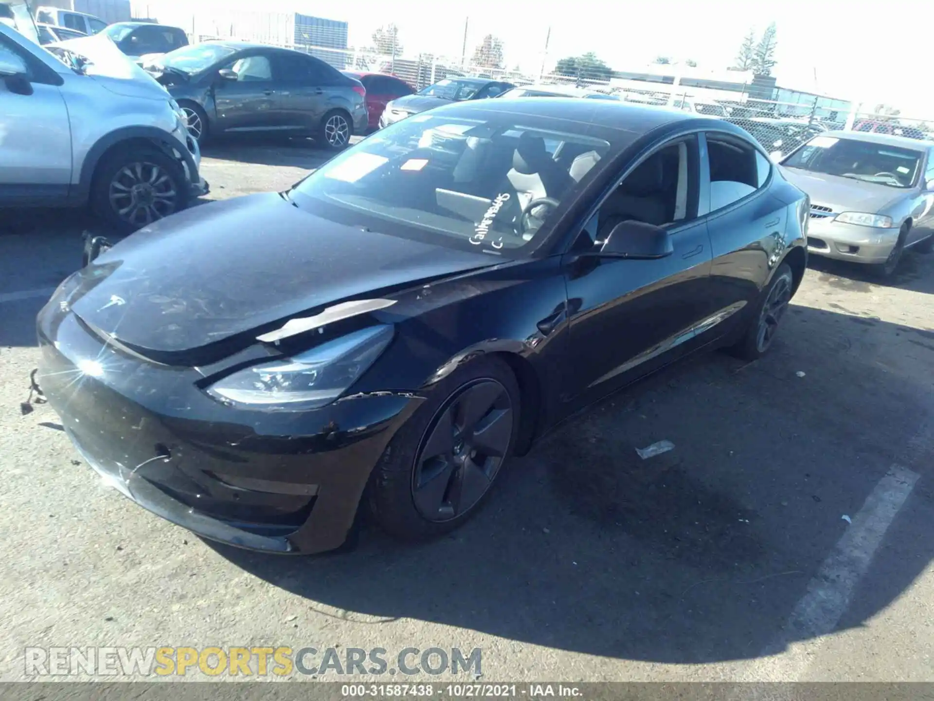 2 Photograph of a damaged car 5YJ3E1EA2MF942645 TESLA MODEL 3 2021