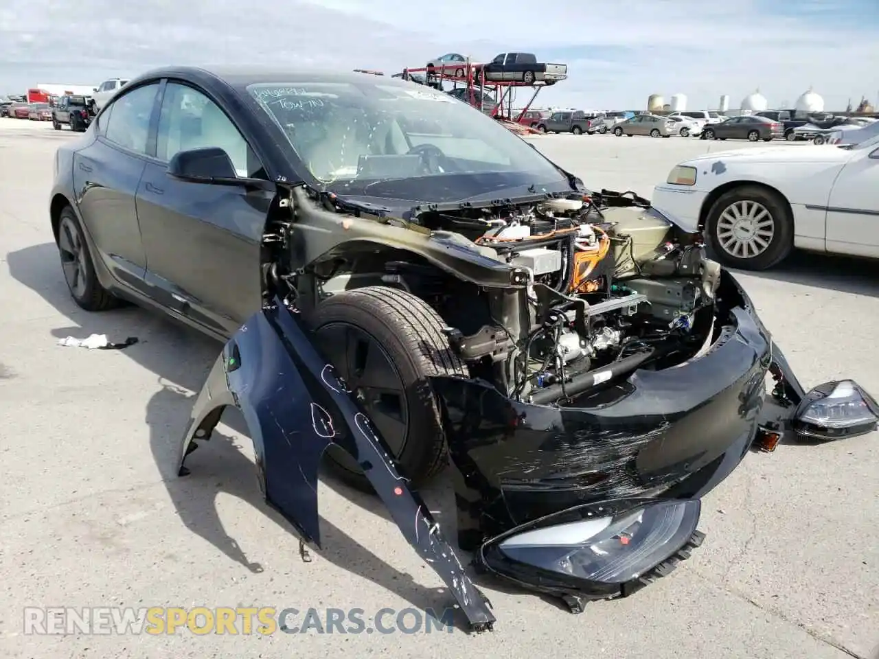 1 Photograph of a damaged car 5YJ3E1EA2MF973121 TESLA MODEL 3 2021